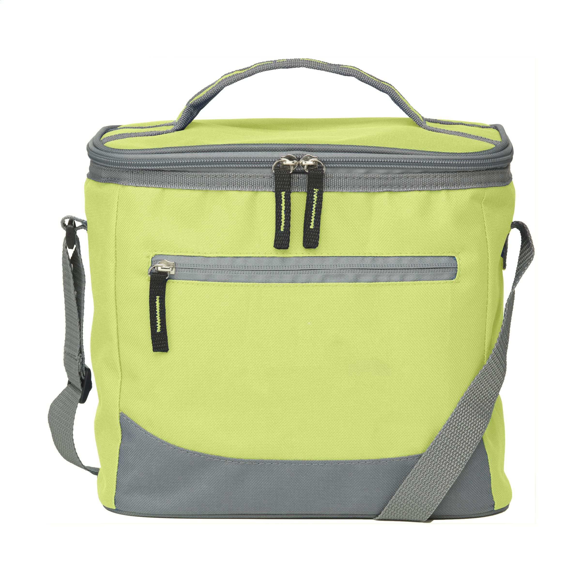 Koeltas-met-schouderband-600D-polyester-12-blikjes-bedrukken-lichtgroen