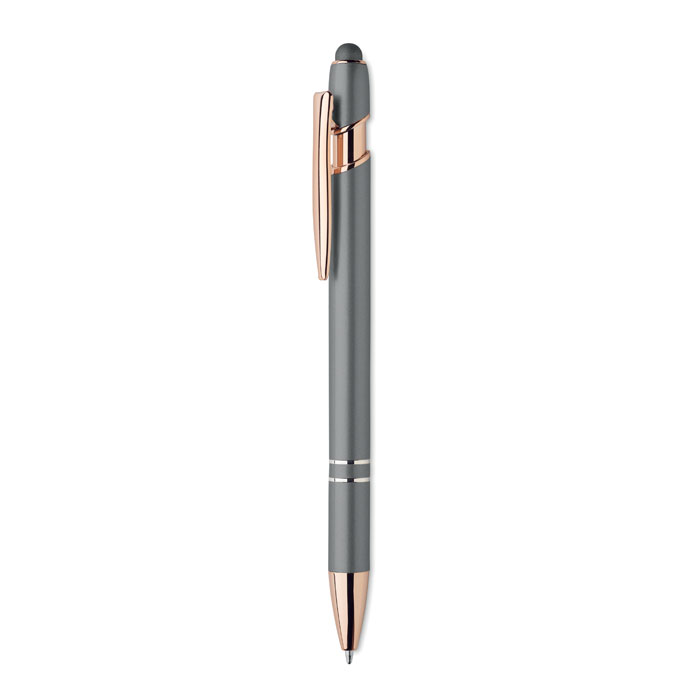 Stylus-balpen-met-met-rosgouden-details-Gerecycled-aluminium-bedrukken-grijs
