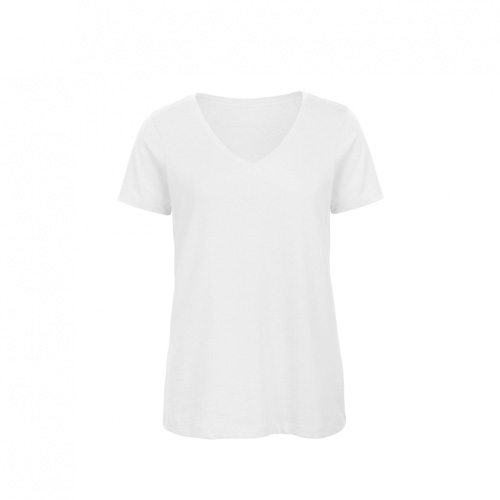 BC-Inspire-V-hals-T-shirt-Dames-Biologisch-katoen-140-gm-bedrukken-white