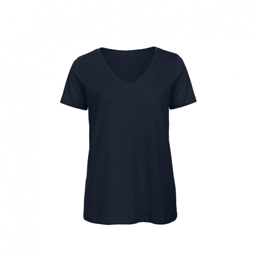 BC-Inspire-V-hals-T-shirt-Dames-Biologisch-katoen-140-gm-bedrukken-navy