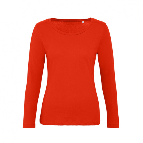BC-Inspire-dames-T-shirt-Longsleeve-Biologisch-katoen-140-gm-bedrukken-fire-red