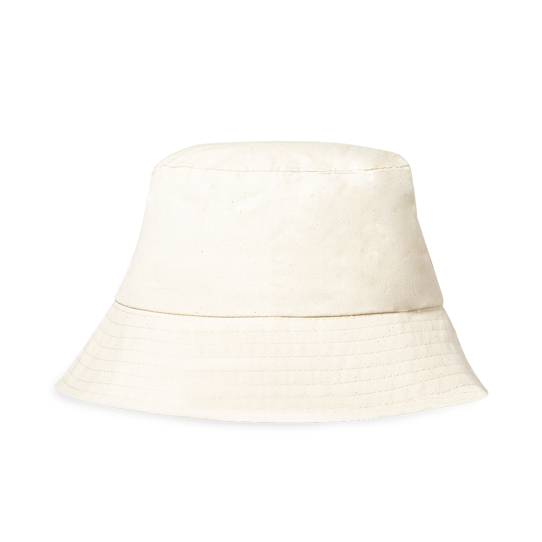 Vissershoedje-gerecycled-katoen-bedrukken-beige