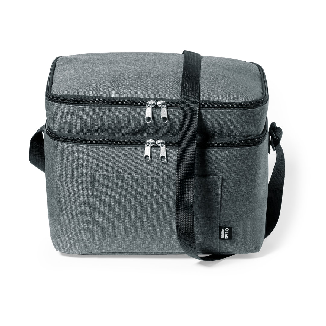 RPET-koeltas-met-twee-vakken-Polyester-bedrukken-grijs
