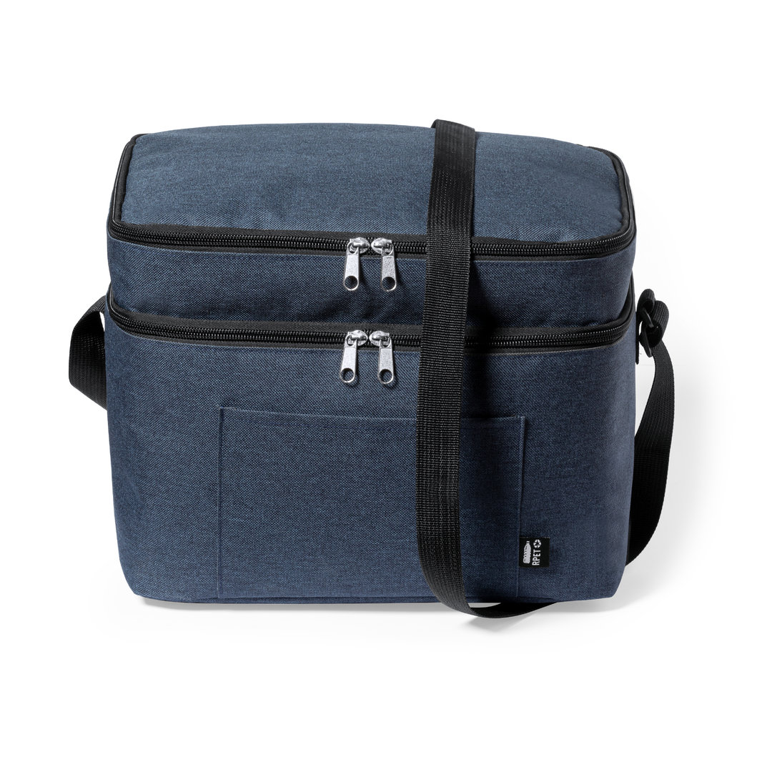 RPET-koeltas-met-twee-vakken-Polyester-bedrukken-donkerblauw
