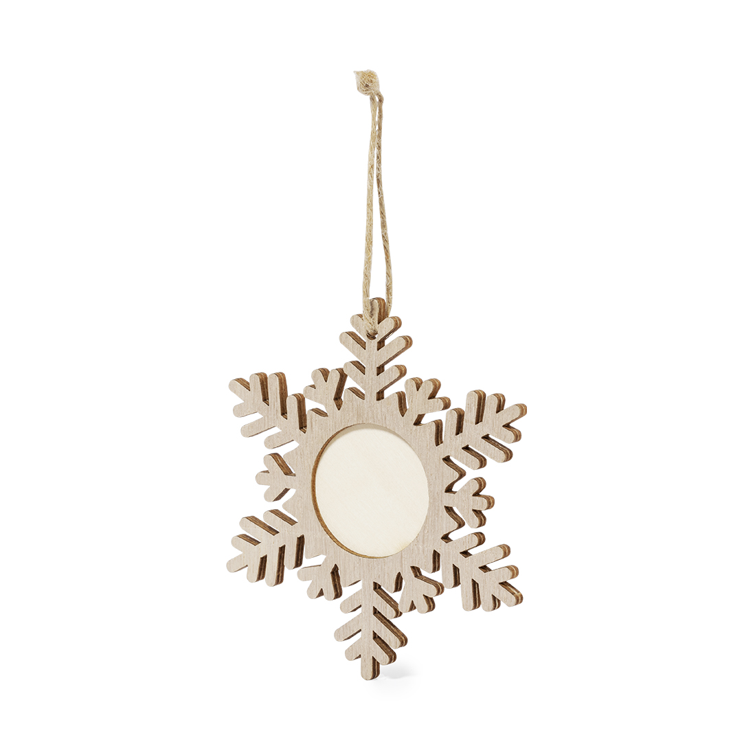 Kerstdecoratie-Hout-Sneeuwvlok-met-fotolijstje-bedrukken-beige