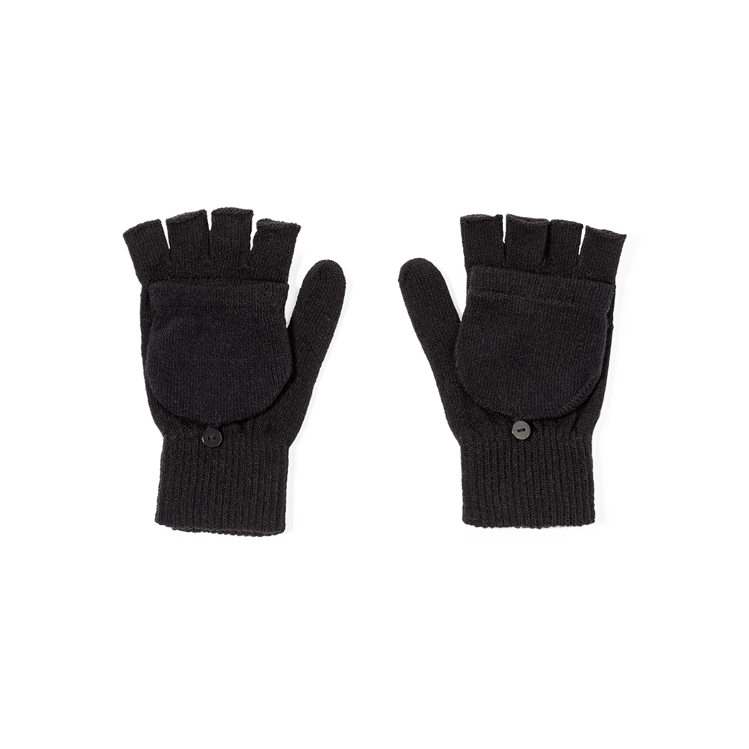 Vingerloze-handschoenen-2-in-1-met-vouwflap-Acryl-bedrukken-zwart
