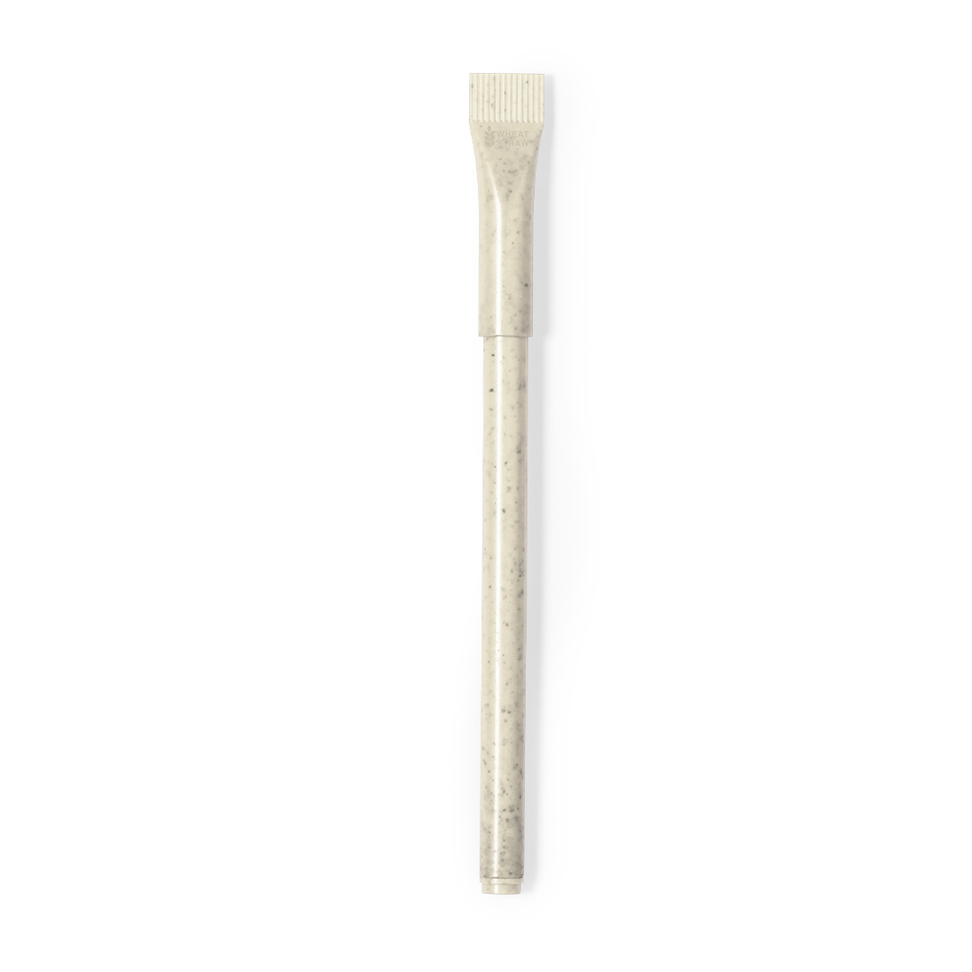 Balpen-met-dop-Tarwestro-bedrukken-beige