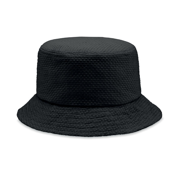 Vissershoedje-papierstro-One-size-bedrukken-zwart