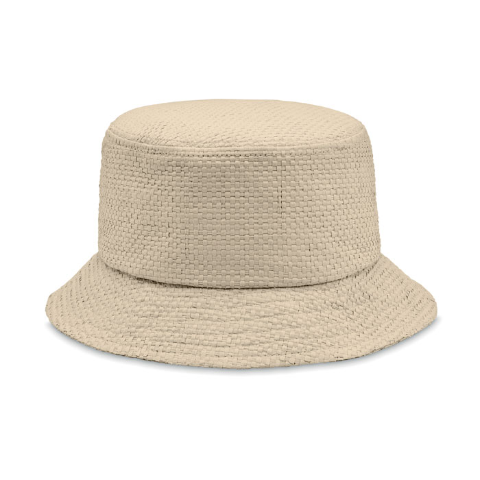 Vissershoedje-papierstro-One-size-bedrukken-beige