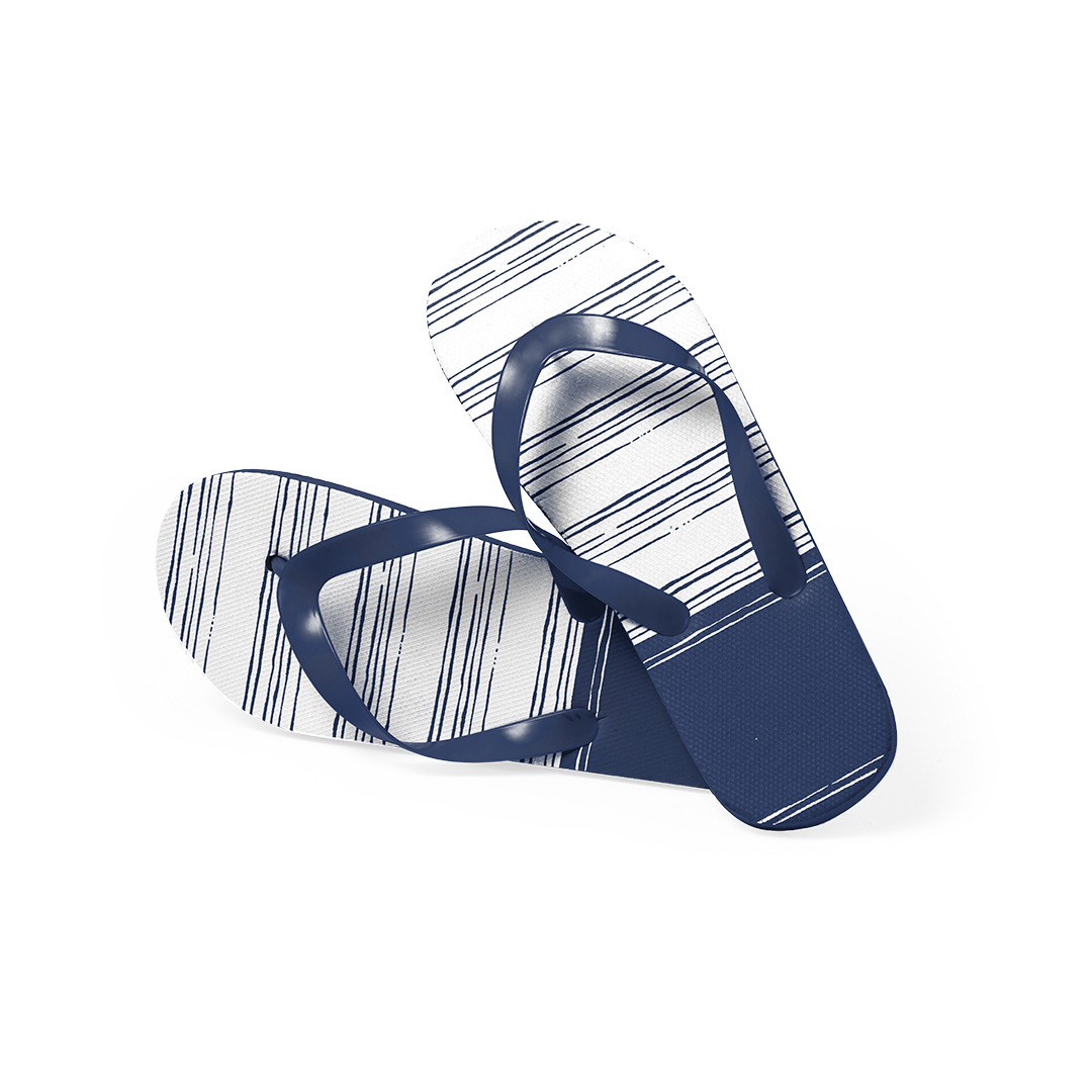 Gestreepte-teenslippers-met-PVC-bandjes-EVA-bedrukken-donkerblauw
