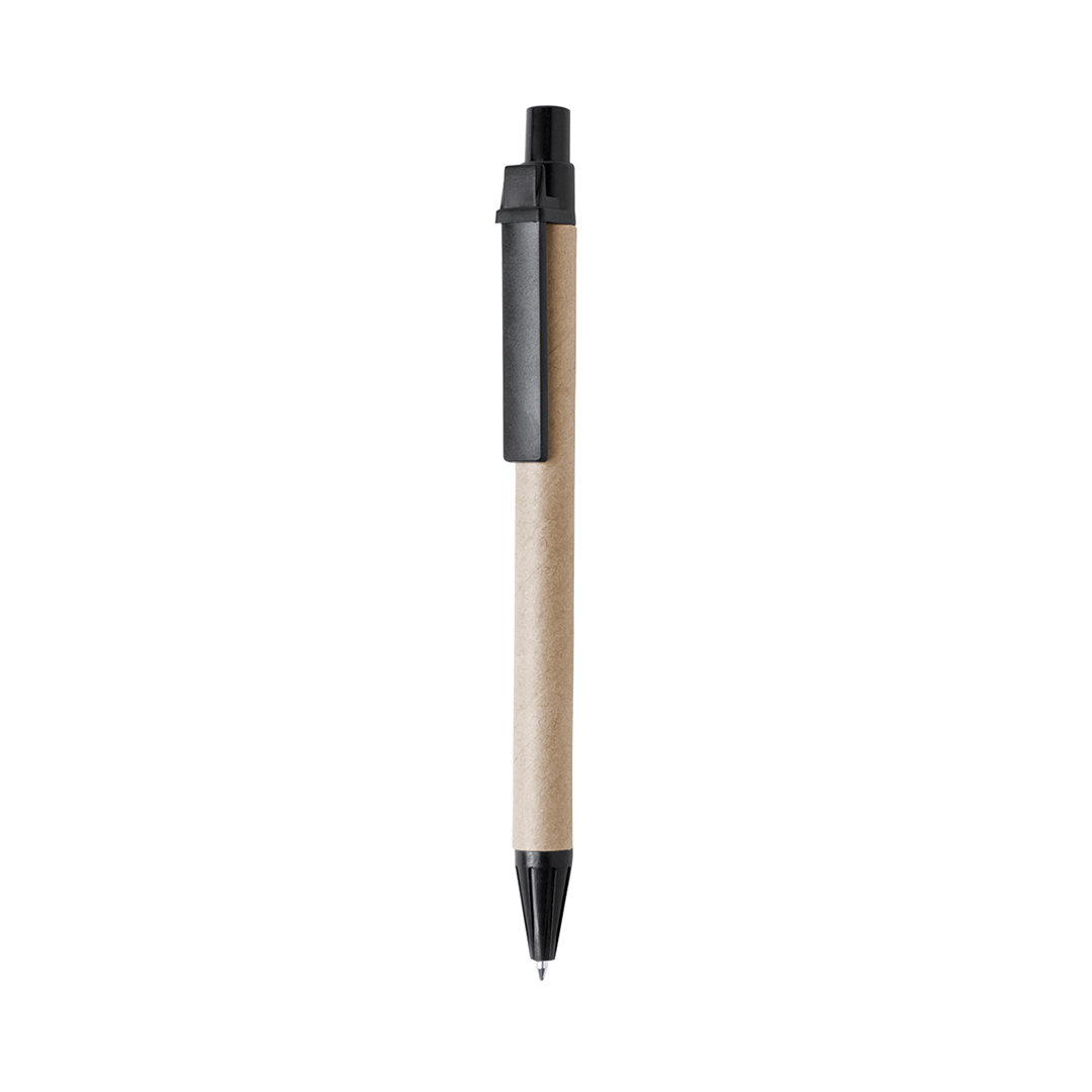 Balpen-gerecycled-karton-Zwarte-inkt-bedrukken-zwart