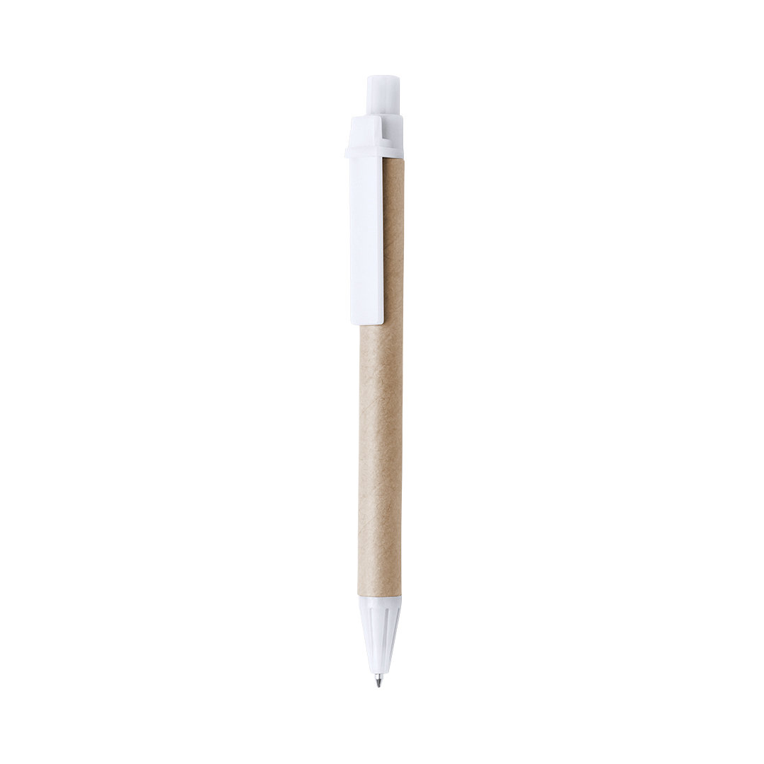 Balpen-gerecycled-karton-Zwarte-inkt-bedrukken-wit