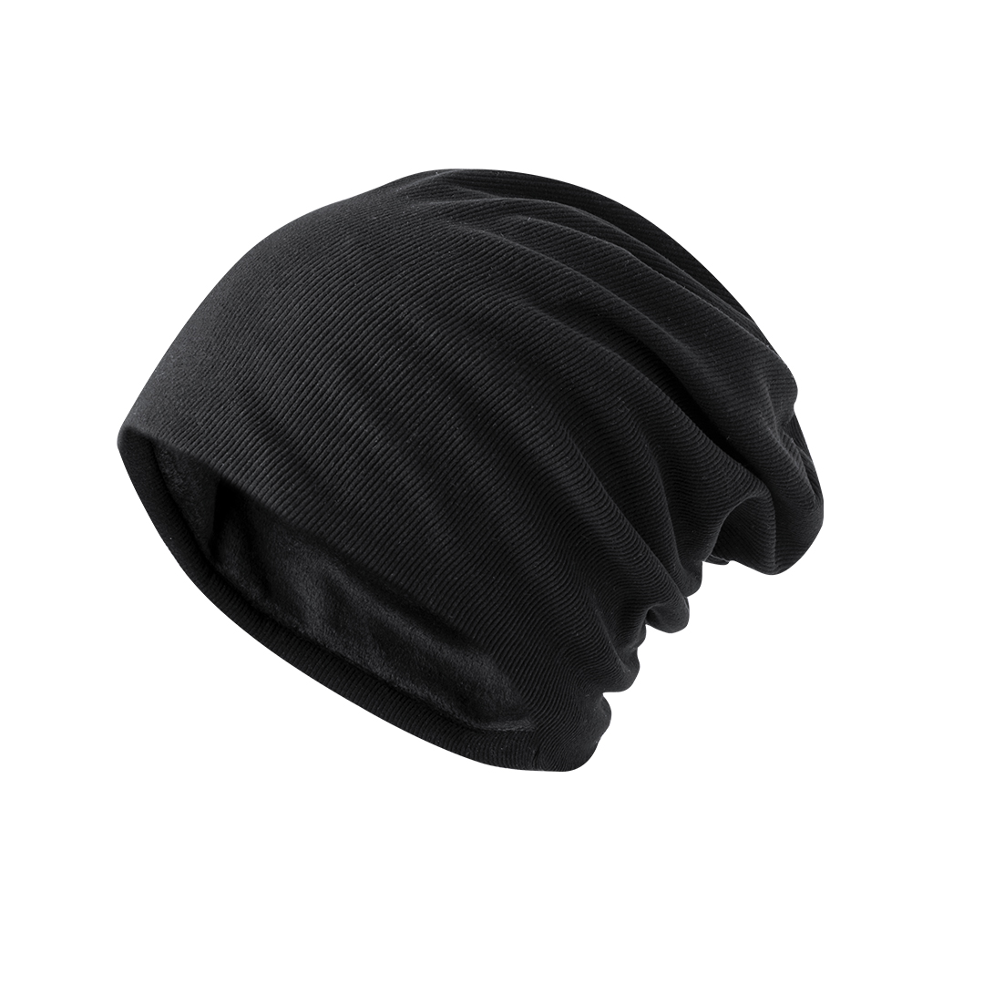 Polyester-rib-beanie-Microfleece-bedrukken-zwart