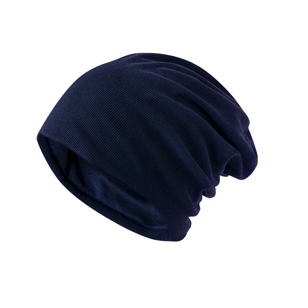 Polyester-rib-beanie-Microfleece-bedrukken-donkerblauw