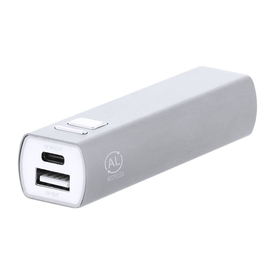 Powerbank-gerecycled-aluminium-2600-mAh-bedrukken-zilver