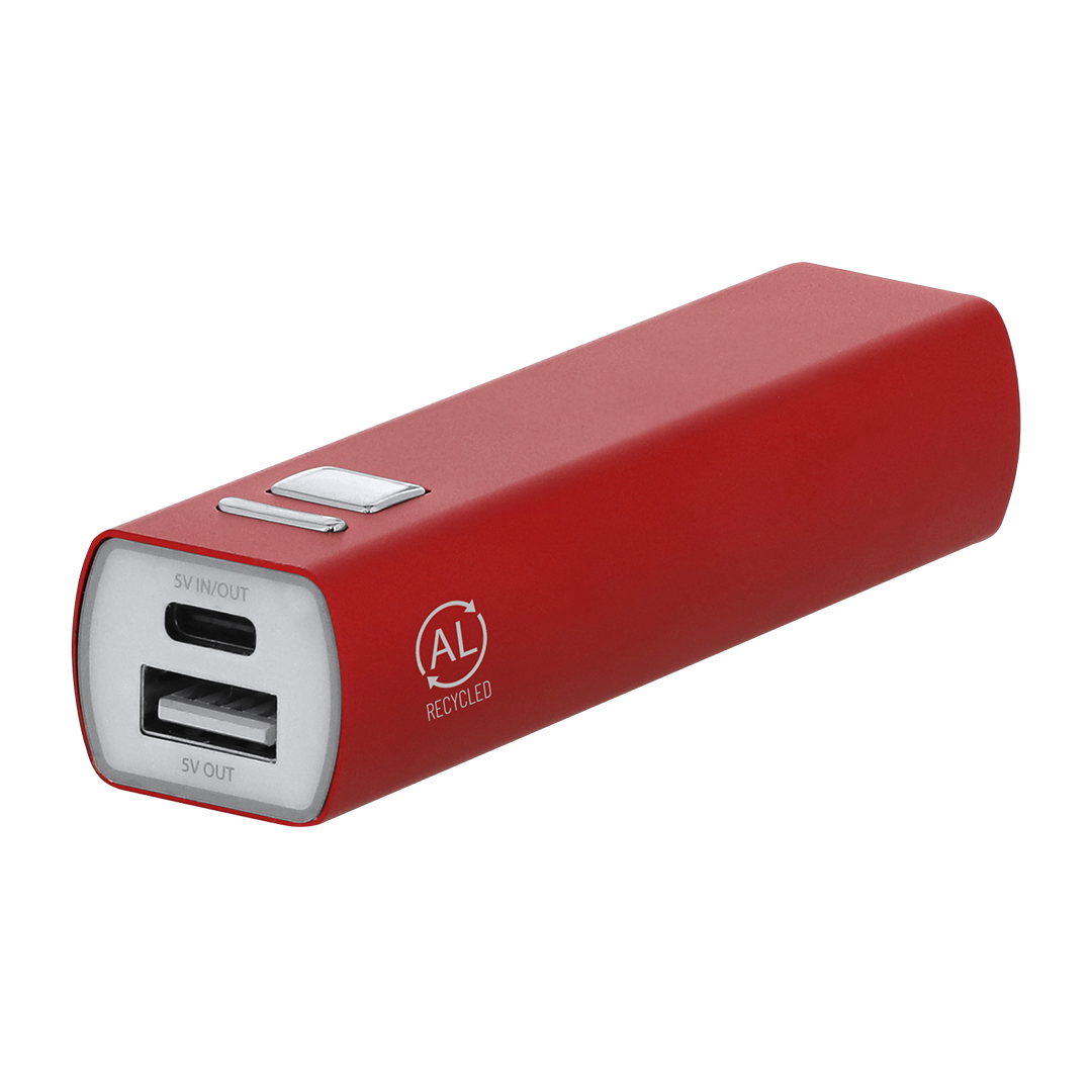 Powerbank-gerecycled-aluminium-2600-mAh-bedrukken-rood