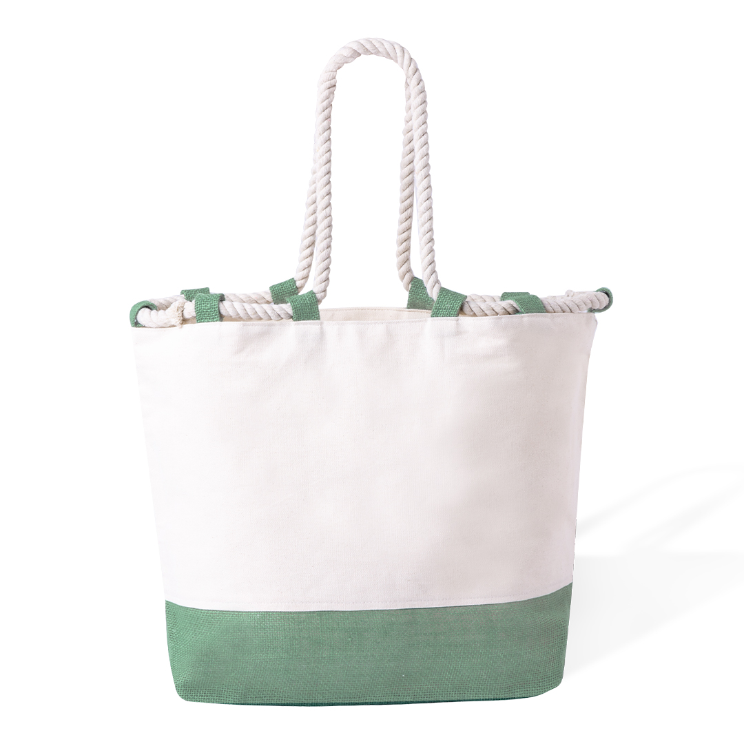 Tweekleurige-katoenen-strandtas-Jute-280-gm-bedrukken-groen