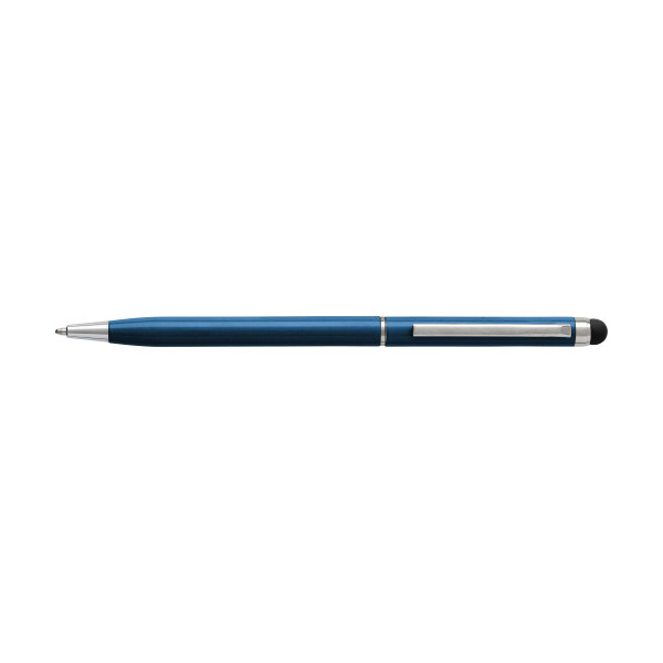 Balpen-elegant-Rubberen-stylus-top-bedrukken-blauw