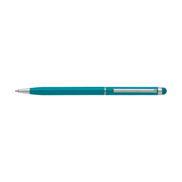 Balpen-elegant-Rubberen-stylus-top-bedrukken-turquoise