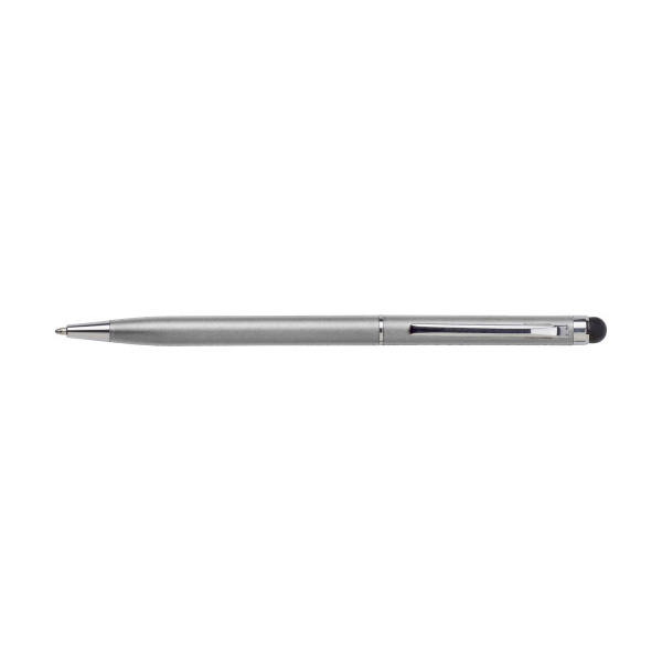 Balpen-elegant-Rubberen-stylus-top-bedrukken-zilver