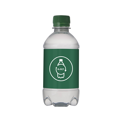 Bronwater-met-draaidop-en-visitekaartje-RPET-330-ml-bedrukken-groen