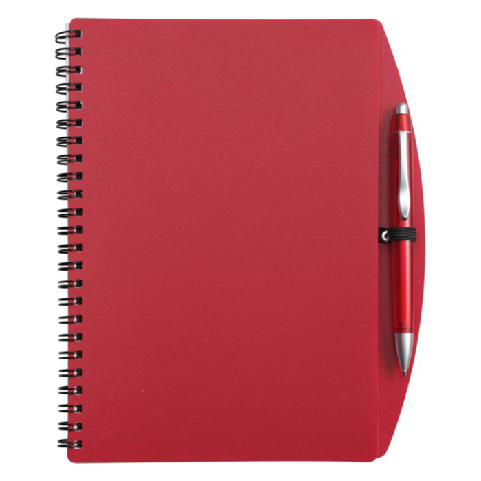 A5-Notitieboek-met-balpen-Ringband-PU-bedrukken-rood
