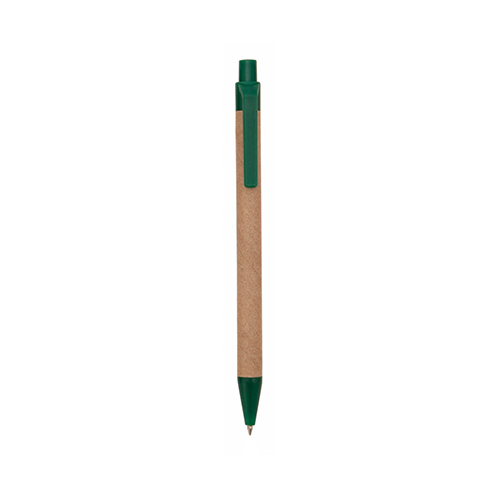 Pen-gerecycled-karton-Blauwe-inkt-bedrukken-groen