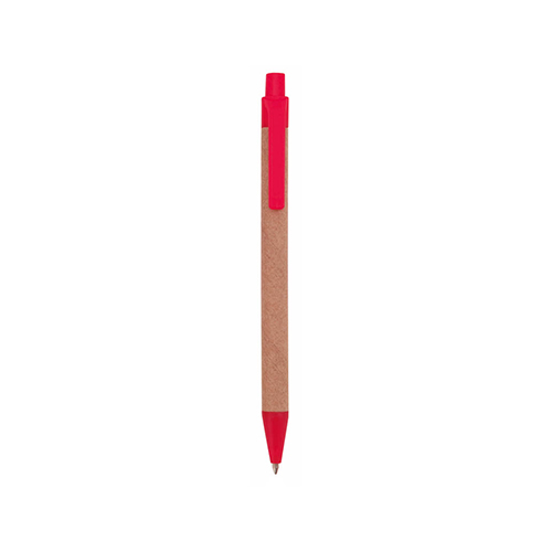Pen-gerecycled-karton-Blauwe-inkt-bedrukken-rood