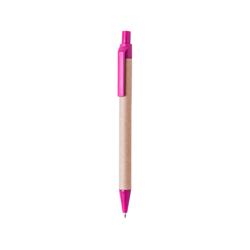 Pen-gerecycled-karton-Blauwe-inkt-bedrukken-roze