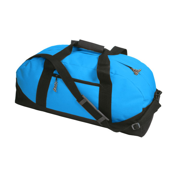 Sporttas-Polyester-600D-2-rits-vakken-bedrukken-lichtblauw