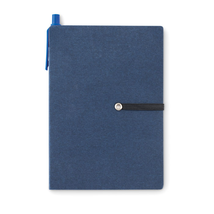 A6-notitieboek-met-balpen-en-memoblokjes-Gerecycled-papier-70-vellen-bedrukken-donkerblauw