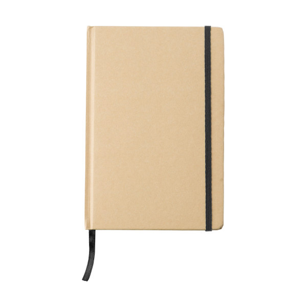 Notitieboekje-A5-Gerecycled-papier-Elastiek-bedrukken-zwart