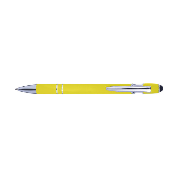Balpen-met-stylus-Blauwschrijvend-bedrukken-geel