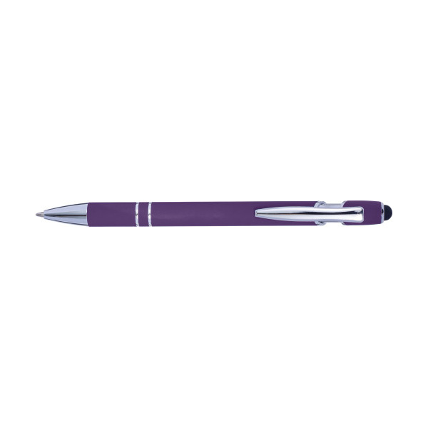 Balpen-met-stylus-Blauwschrijvend-bedrukken-paars