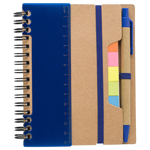Notitieboek-klein-Gerecycled-papier-met-memoblaadjes-bedrukken-blauw