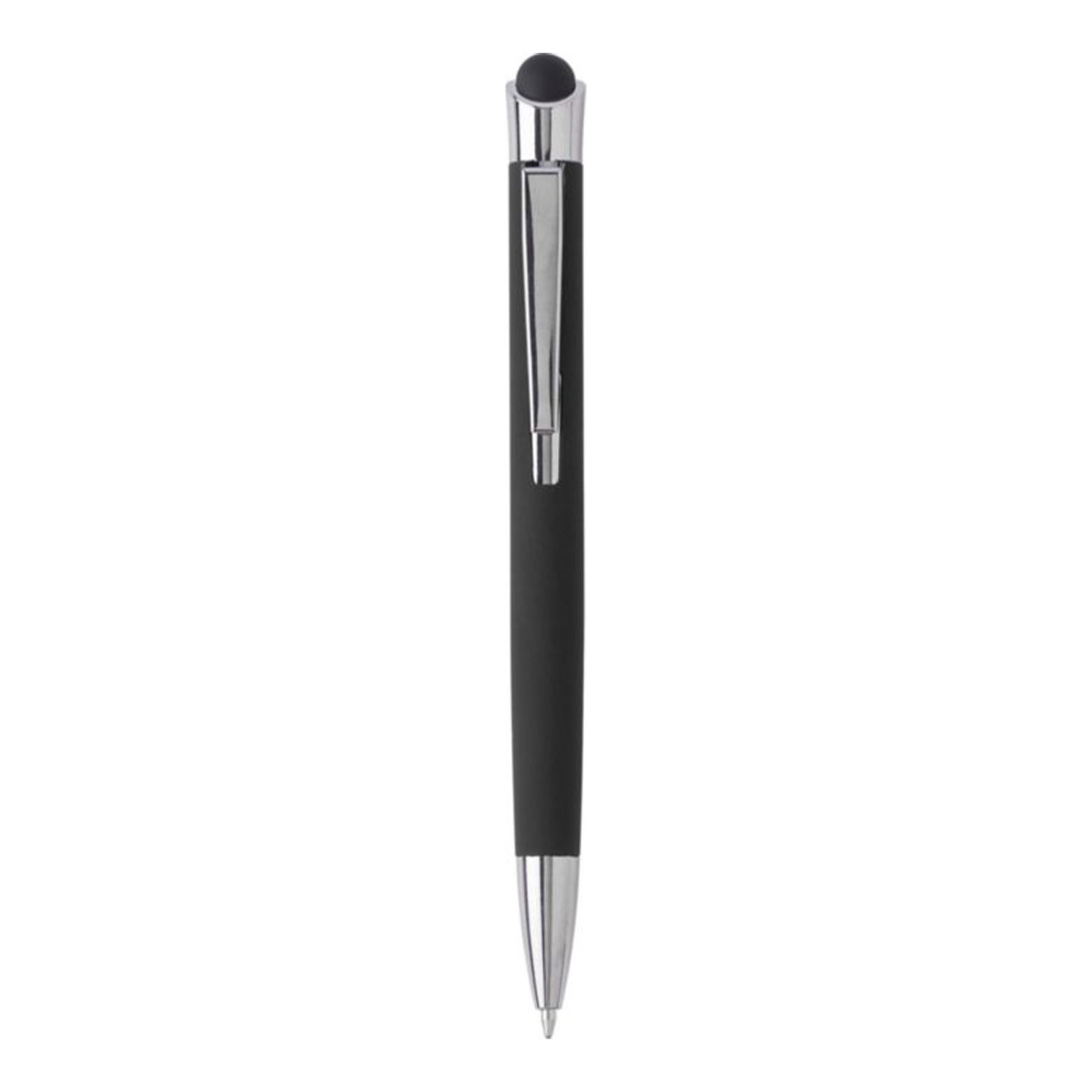 Stylus-balpen-met-rubberen-coating-incl-doosje-bedrukken-zwart