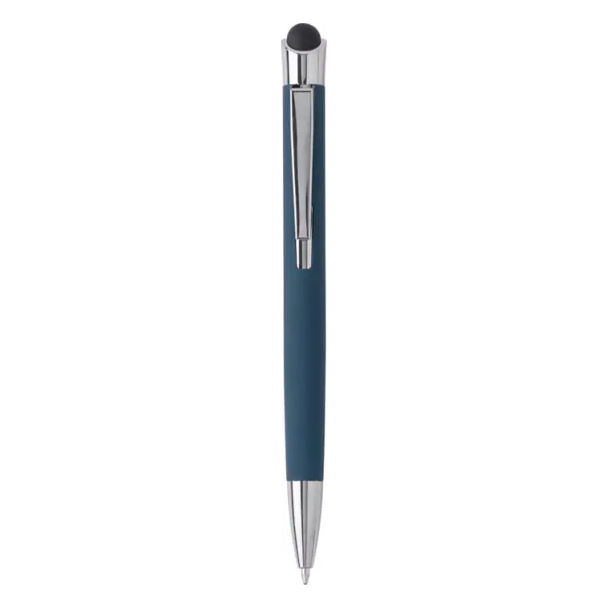 Stylus-balpen-met-rubberen-coating-incl-doosje-bedrukken-donkerblauw