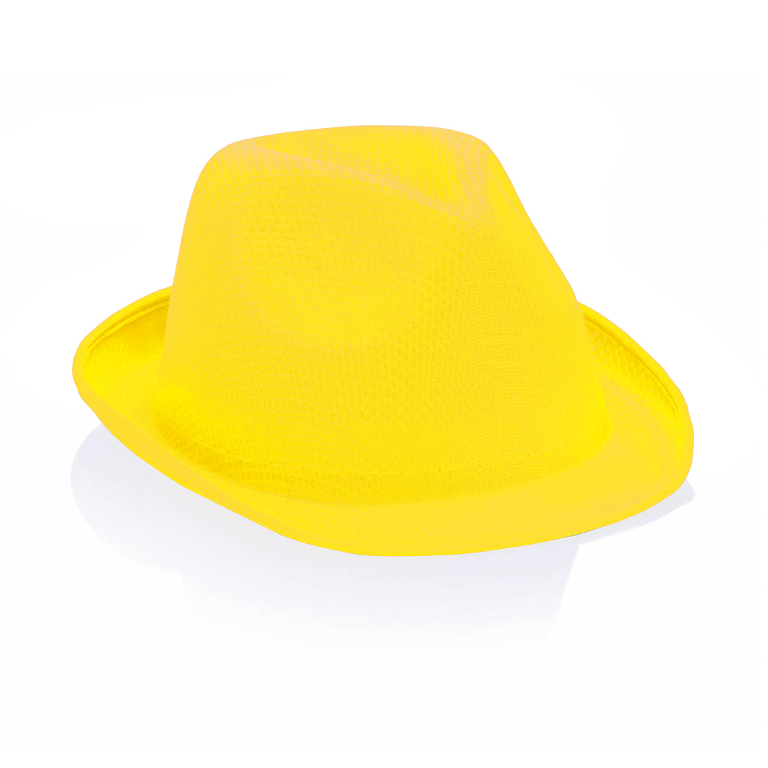Polyester-fedorahoedje-bedrukken-geel
