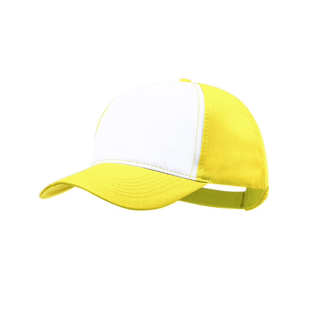 Trucker-cap-met-klittenbandsluiting-5-panel-bedrukken-geel