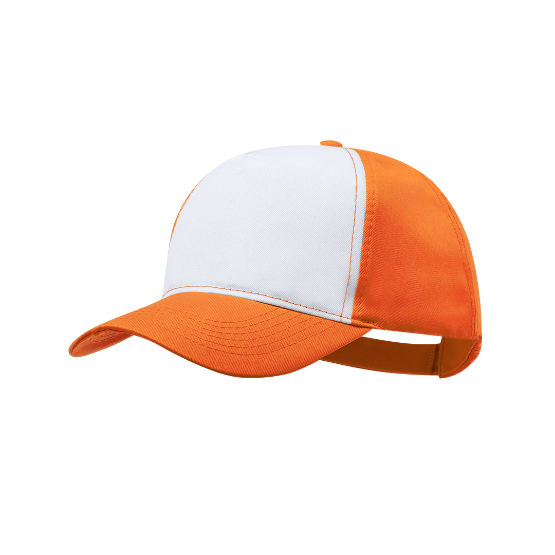 Trucker-cap-met-klittenbandsluiting-5-panel-bedrukken-oranje