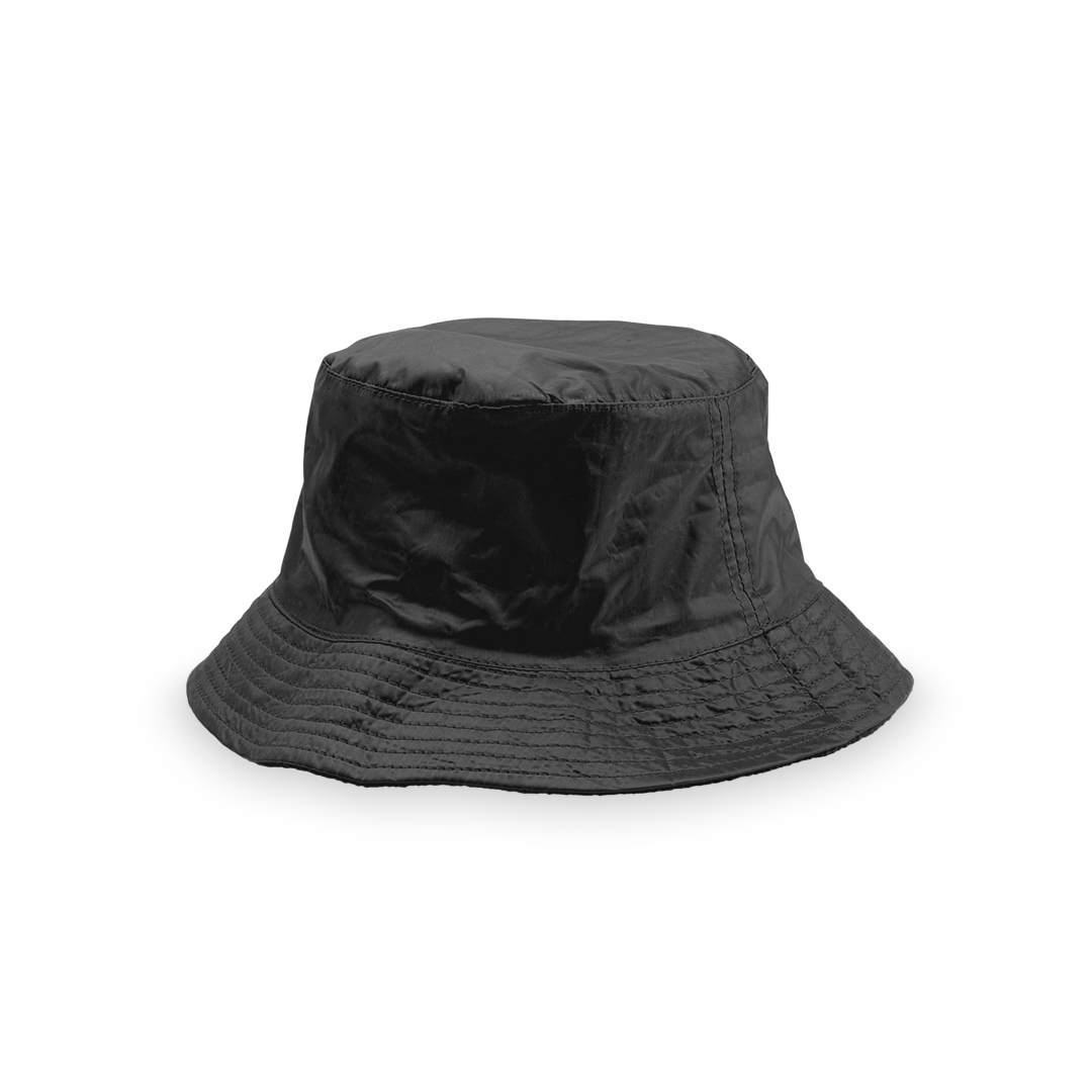 Vissershoedje-reversible-Nylon-bedrukken-zwart