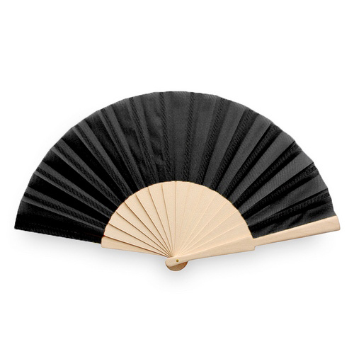 Houten-festival-waaier-190T-polyester-bedrukken-zwart