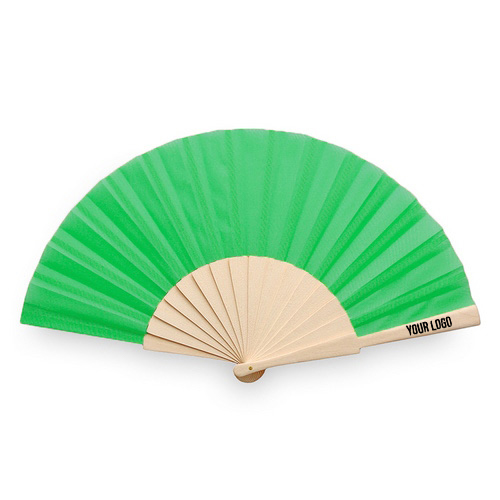 Houten-festival-waaier-190T-polyester-bedrukken-groen