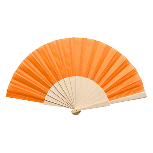 Houten-festival-waaier-190T-polyester-bedrukken-oranje