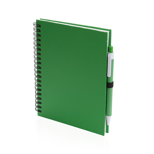Spiraalgebonden-notitieboek-met-balpen-Gerecycled-karton-70-vellen-bedrukken-groen