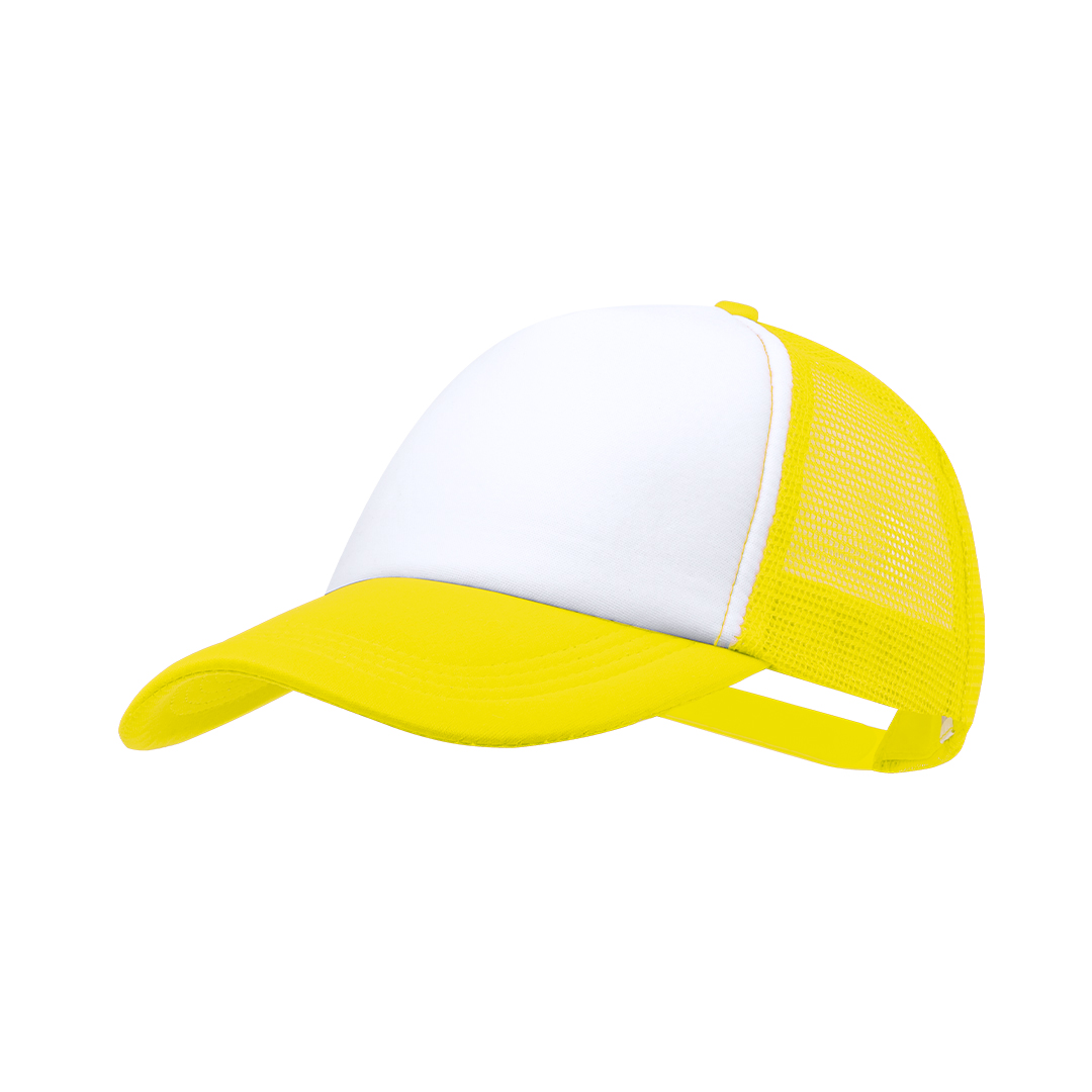 Trucker-cap-5-panel-Mesh-bedrukken-geel