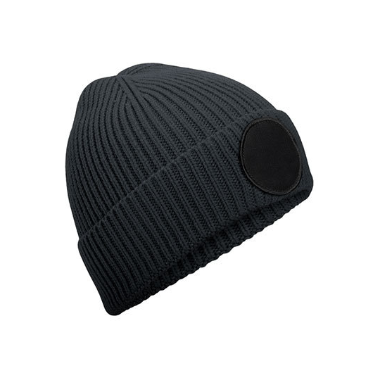 RPET-beanie-Met-ronde-patch-bedrukken-grijs