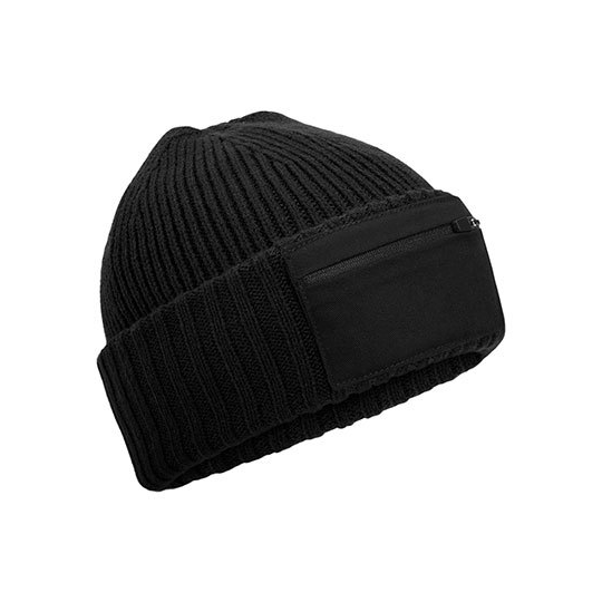 RPET-beanie-Patch-met-ritssluiting-bedrukken-zwart