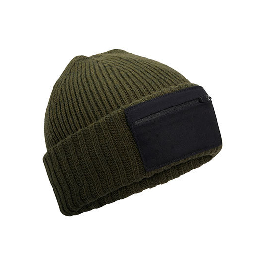 RPET-beanie-Patch-met-ritssluiting-bedrukken-donkergroen