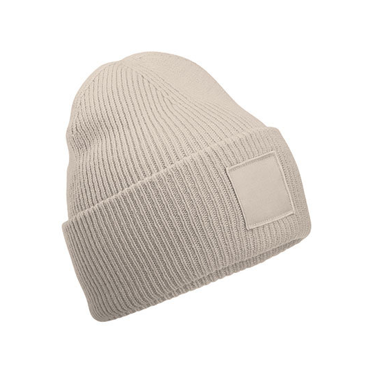 RPET-deep-cuffed-beanie-Met-patch-bedrukken-beige